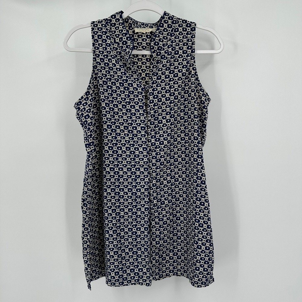 Go Softly Womens Preppy Professional Tunic Top Size M Geometric Lightweight